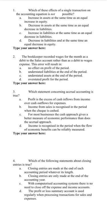 Solved 1. a. Which of these effects of a single transaction | Chegg.com