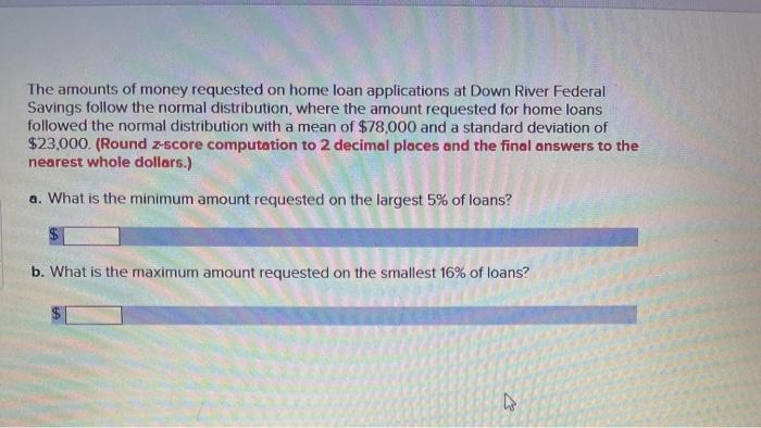 Solved The Amounts Of Money Requested On Home Loan | Chegg.com