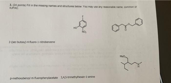 3 24 Points Fill In The Missing Names And Chegg Com