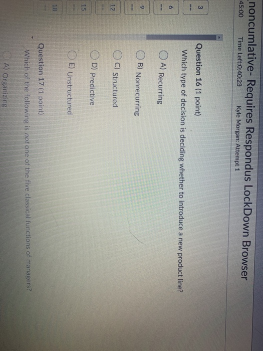 Solved l noncumlative requires respondus lockdown browser chegg