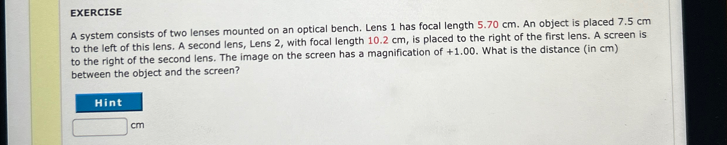 Solved EXERCISEA system consists of two lenses mounted on an | Chegg.com