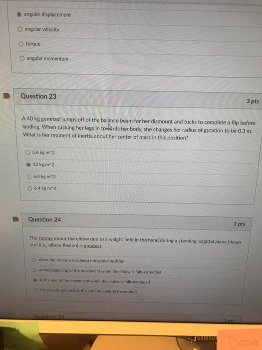Solved angular displacement angular velocity torque O | Chegg.com