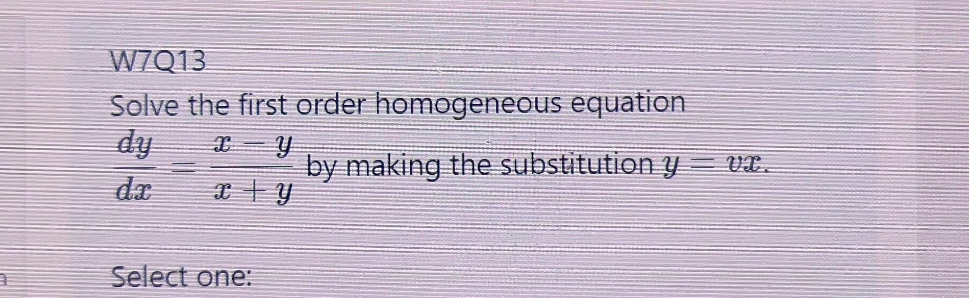 Solved Solve The First Order Homogeneous Equation