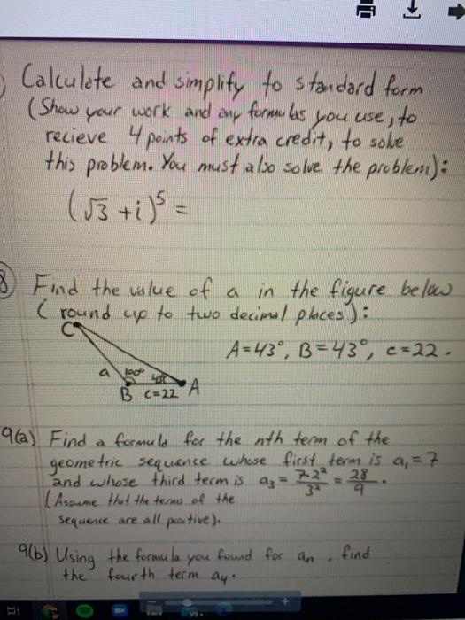 Solved (Show your Calculate and simplity to standard form | Chegg.com
