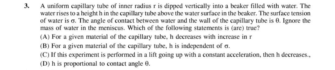 Solved 3. A uniform capillary tube of inner radius r is | Chegg.com