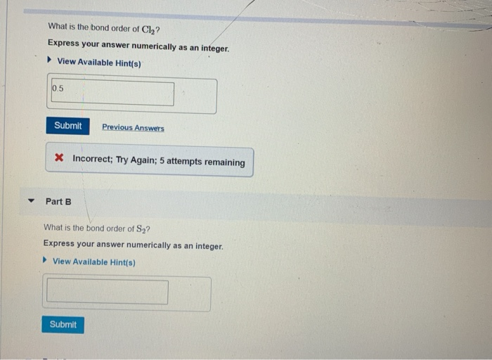 Solved What is the bond order of Cly? Express your answer | Chegg.com