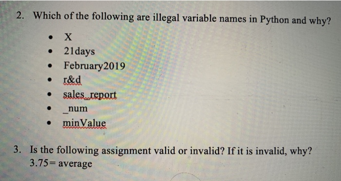 Solved 2 Which Of The Following Are Illegal Variable Names Chegg