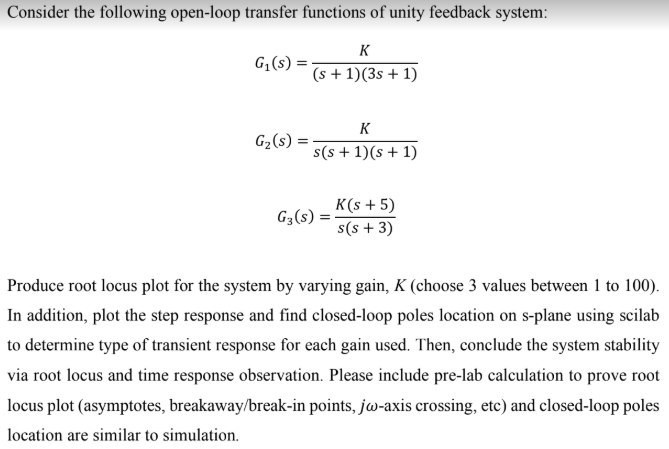 Solved Consider the following open-loop transfer functions | Chegg.com