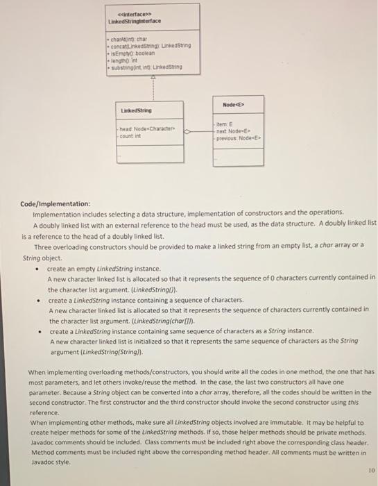 Solved B. Project description Project 2 ADT LinkedString | Chegg.com