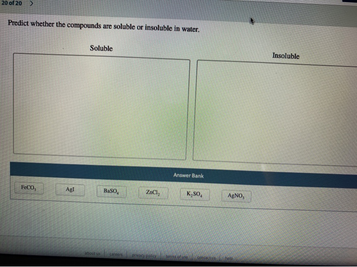 Solved of 20 Predict whether the compounds are soluble or