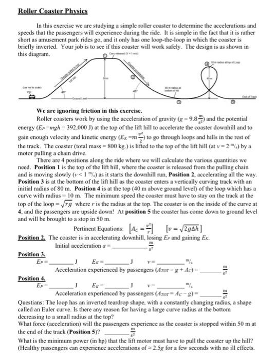 Solved Roller Coaster Physics In this exercise we are Chegg