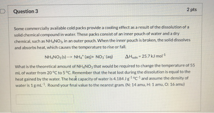 chemical cooling packs