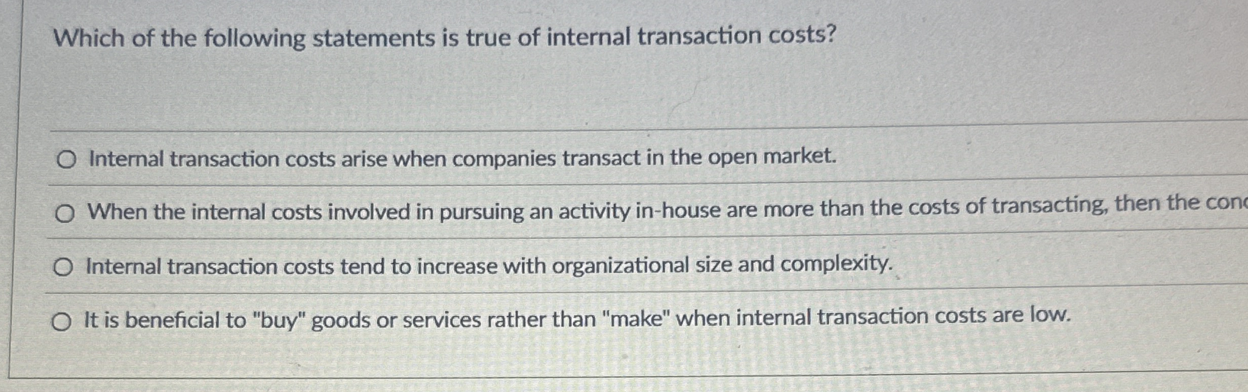 Solved Which of the following statements is true of internal | Chegg.com