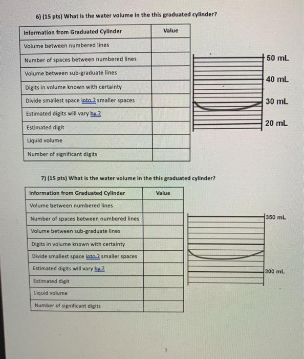 Solved 6) (15 pts) What is the water volume in the this | Chegg.com