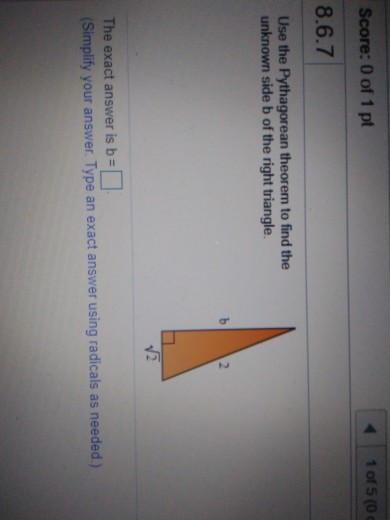 Solved use the pythagorean theroem to find the unknown side | Chegg.com