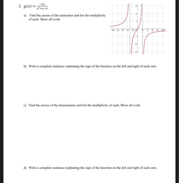 Solved g(x)=x2+x−6−3x a) Find the zeroes of the numerator | Chegg.com