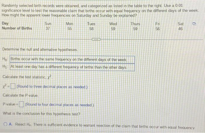 Solved Randomly selected birth records were obtained, and | Chegg.com