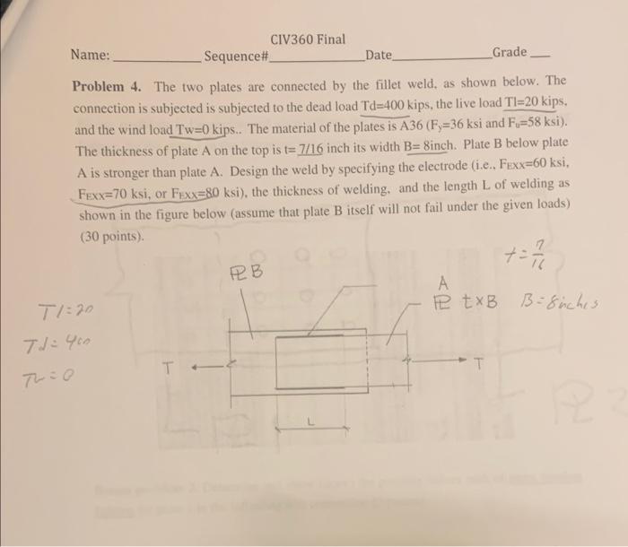 Problem 4. The two plates are connected by the fillet | Chegg.com