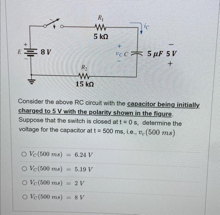 Solved Consider the above RC circuit with the capacitor | Chegg.com