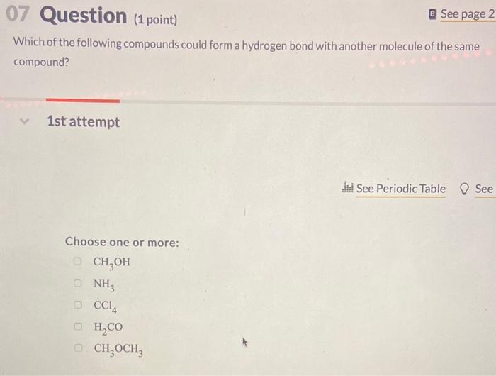 Solved 07 Question (1 point) See page 2 Which of the | Chegg.com