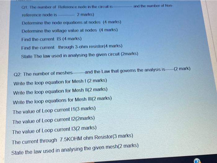 Solved Q1: The number of Reference node in the circuit is | Chegg.com