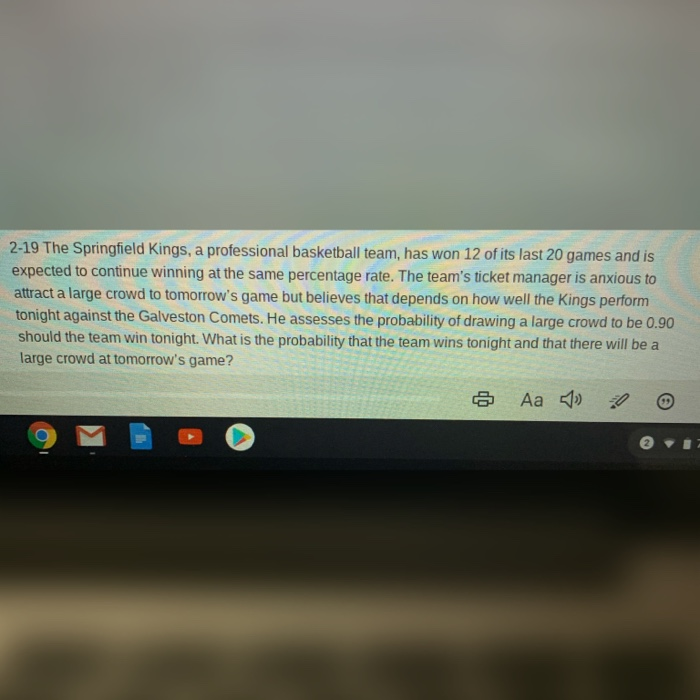 Solved 2-19 The Springfield Kings, a professional basketball | Chegg.com