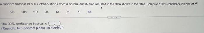 Solved A random sample of n = 7 observations from a normal | Chegg.com