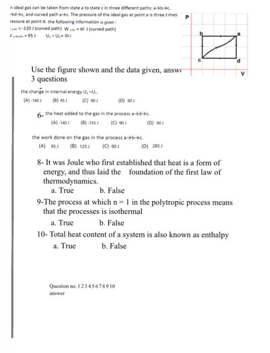 N Ideal Gas Can Be Taken From State A To State In Chegg Com