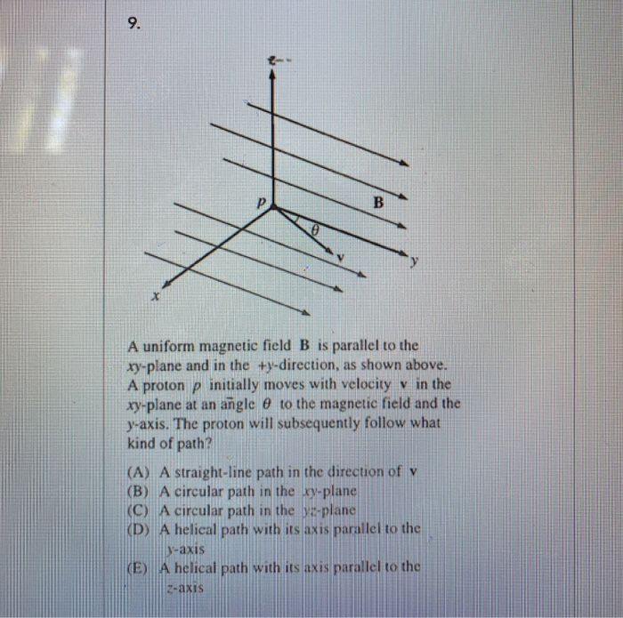 Solved 9. Р. B X A uniform magnetic field B is parallel to | Chegg.com