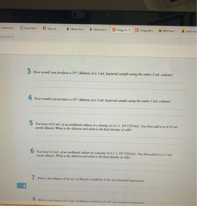 Solved Average #colonies 3 Calculate the original density in | Chegg.com