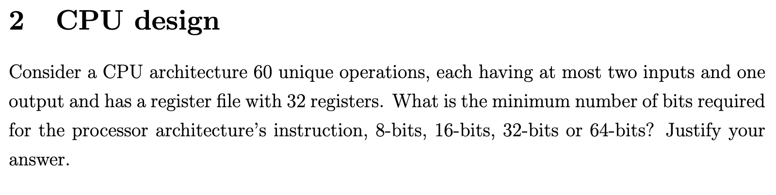 Solved 2 ﻿CPU designConsider a CPU architecture 60 ﻿unique | Chegg.com