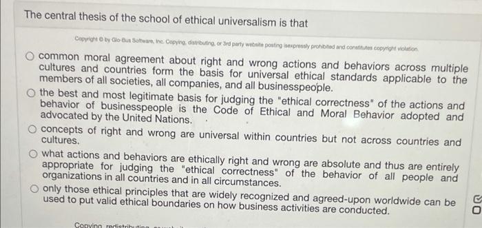 Solved According to the ethical relativism school of | Chegg.com