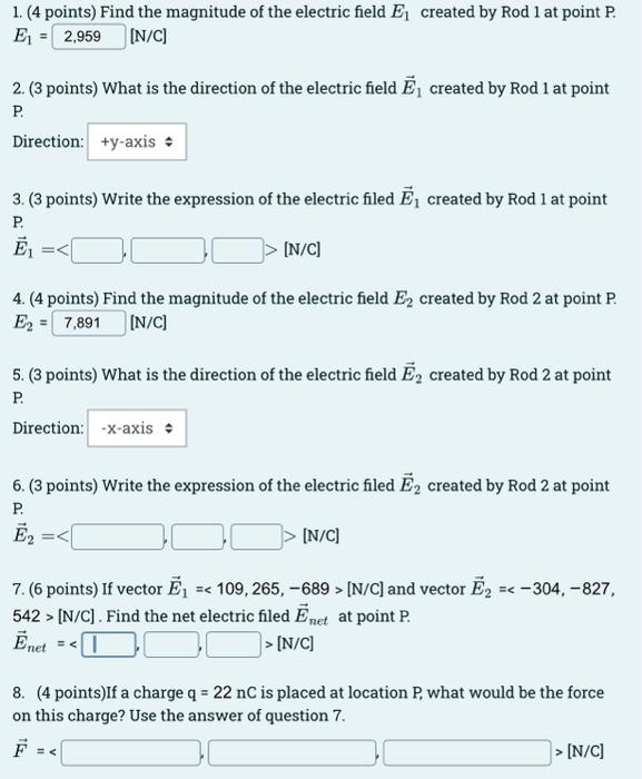 Solved [30 points] Two uniformly charged rods, rod 1 and rod