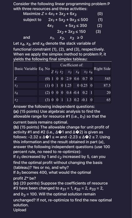 Solved Consider the following linear programming problem P | Chegg.com