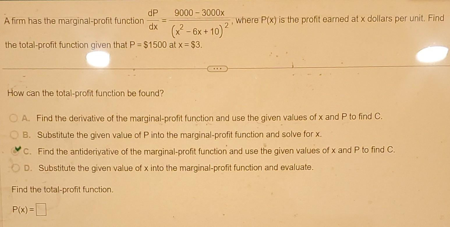 Solved A firm has the marginal-profit function | Chegg.com