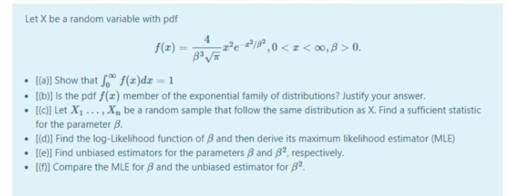 Solved Let X be a random variable with pdf 4 f(x) | Chegg.com