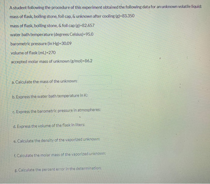 Solved A student following the procedure of this experiment | Chegg.com