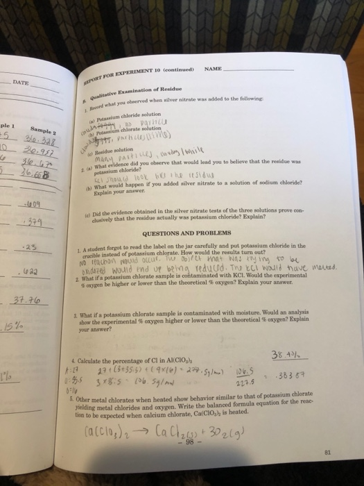 DATE SECTION REPORT FOR EXPERIMENT 10 INSTRUCTOR | Chegg.com