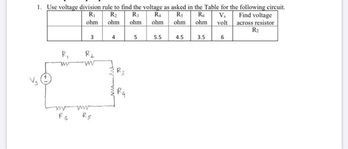 Solved 1. Use voltage division rule to find the voltage as | Chegg.com