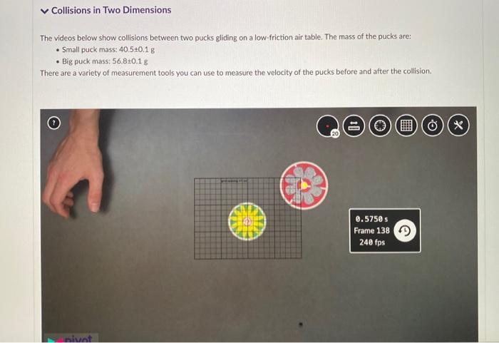 Collisions in Two Dimensions The videos below show | Chegg.com