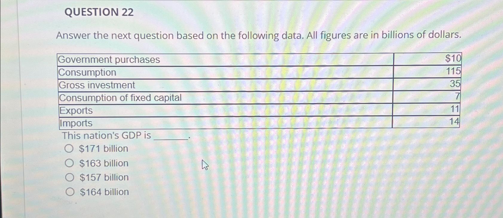 Solved QUESTION 22Answer the next question based on the | Chegg.com