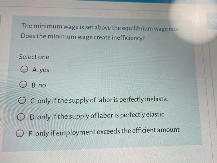 Solved The Minimum Wage Is Set Above The Equilibrium Wage | Chegg.com