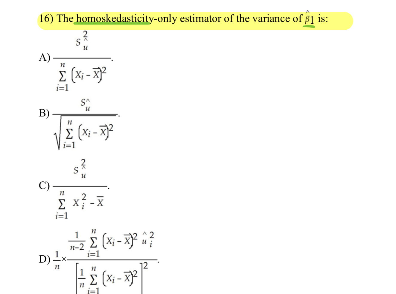 Solved The homoskedasticity-only estimator of the variance | Chegg.com