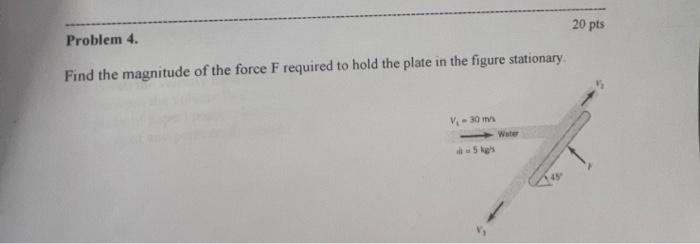 Solved 20 pts Problem 4. Find the magnitude of the force F | Chegg.com