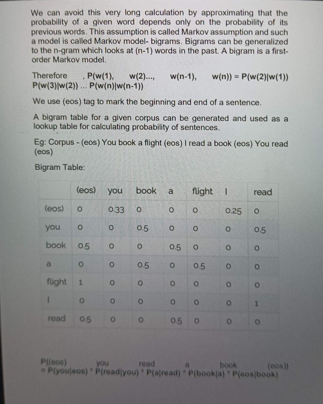 Solved Aim Probability of a sentence can be calculated by