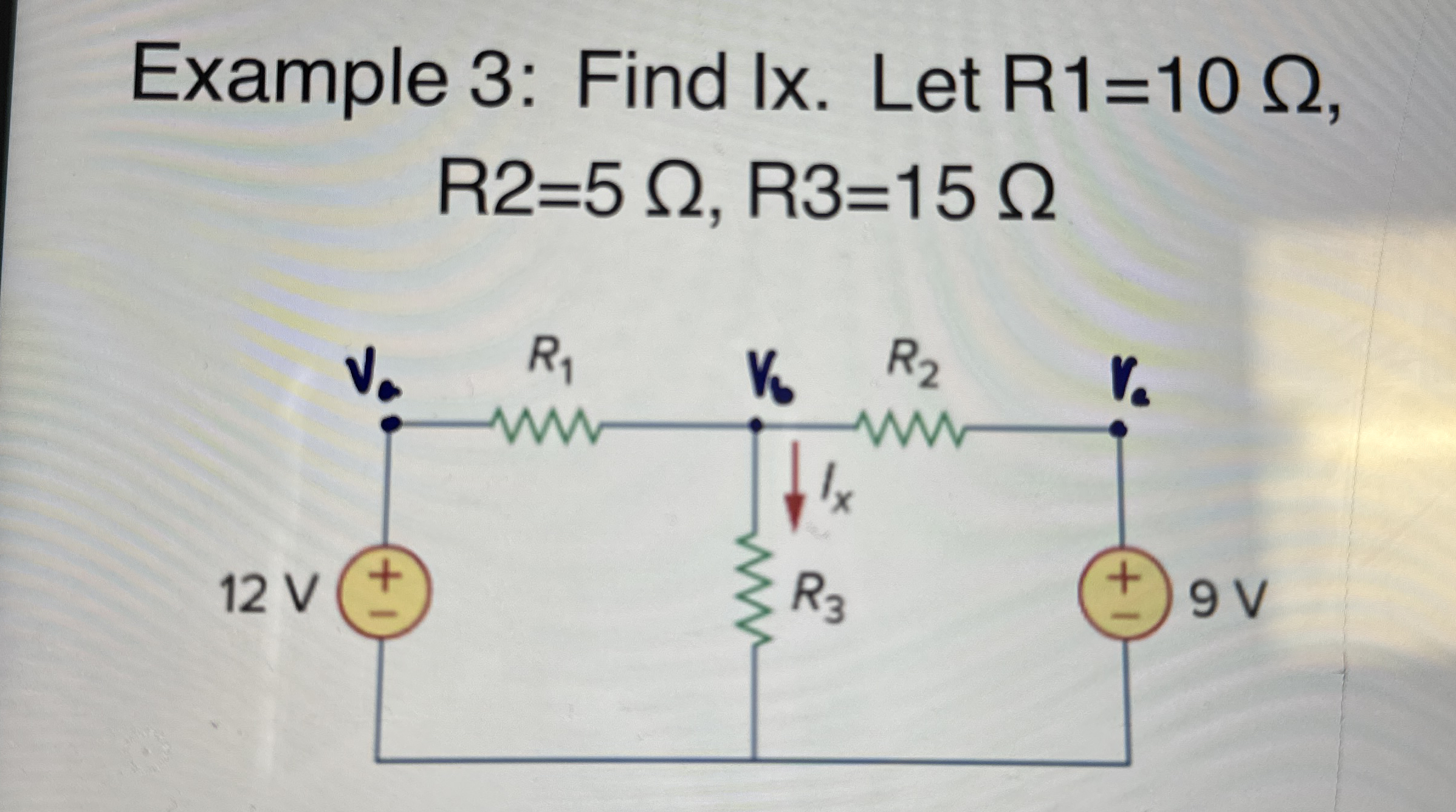 Example 3: Find Ix . ﻿Let R1=10Ω,R2=5Ω,R3=15Ω | Chegg.com