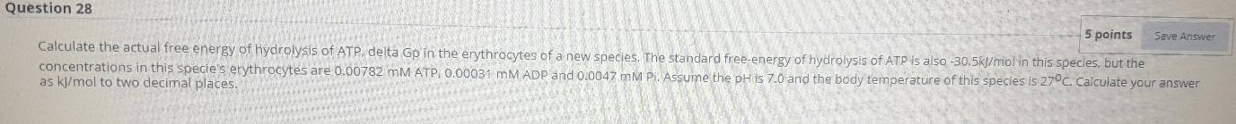 Question 28 5 points Save Answer Calculate the actual | Chegg.com