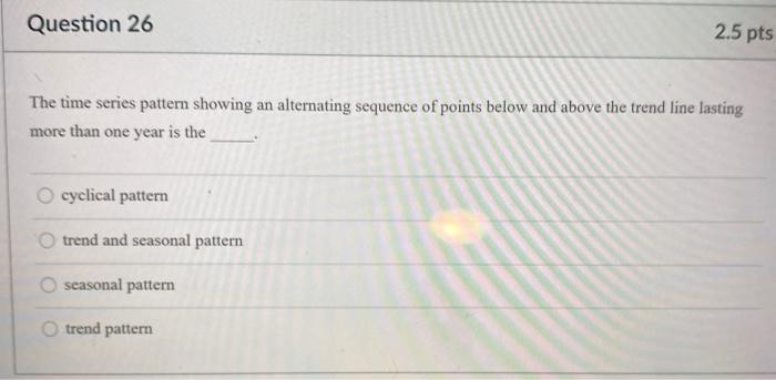 Solved Question 26 2.5 pts The time series pattern showing | Chegg.com