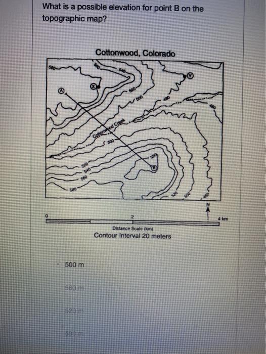 Solved What Is A Possible Elevation For Point B On The | Chegg.com