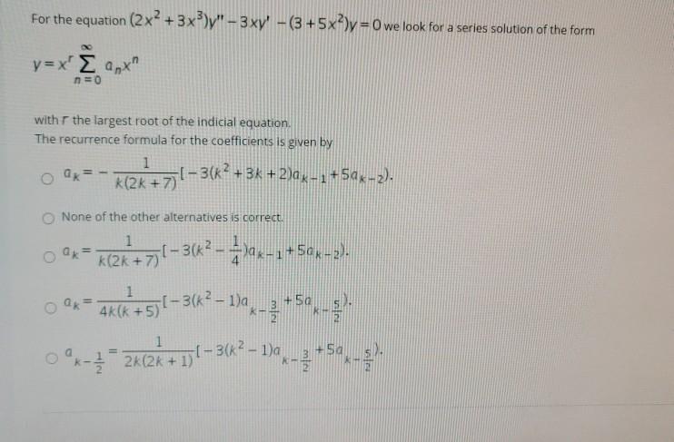 Solved For The Equation 2x 3x3 3 Xy 3 5x Y Chegg Com